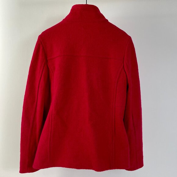 Women's Lands' End Boiled Wool Blend Zip Up Jacket Coat, Cherry Red, Size 14 - Picture 4 of 7
